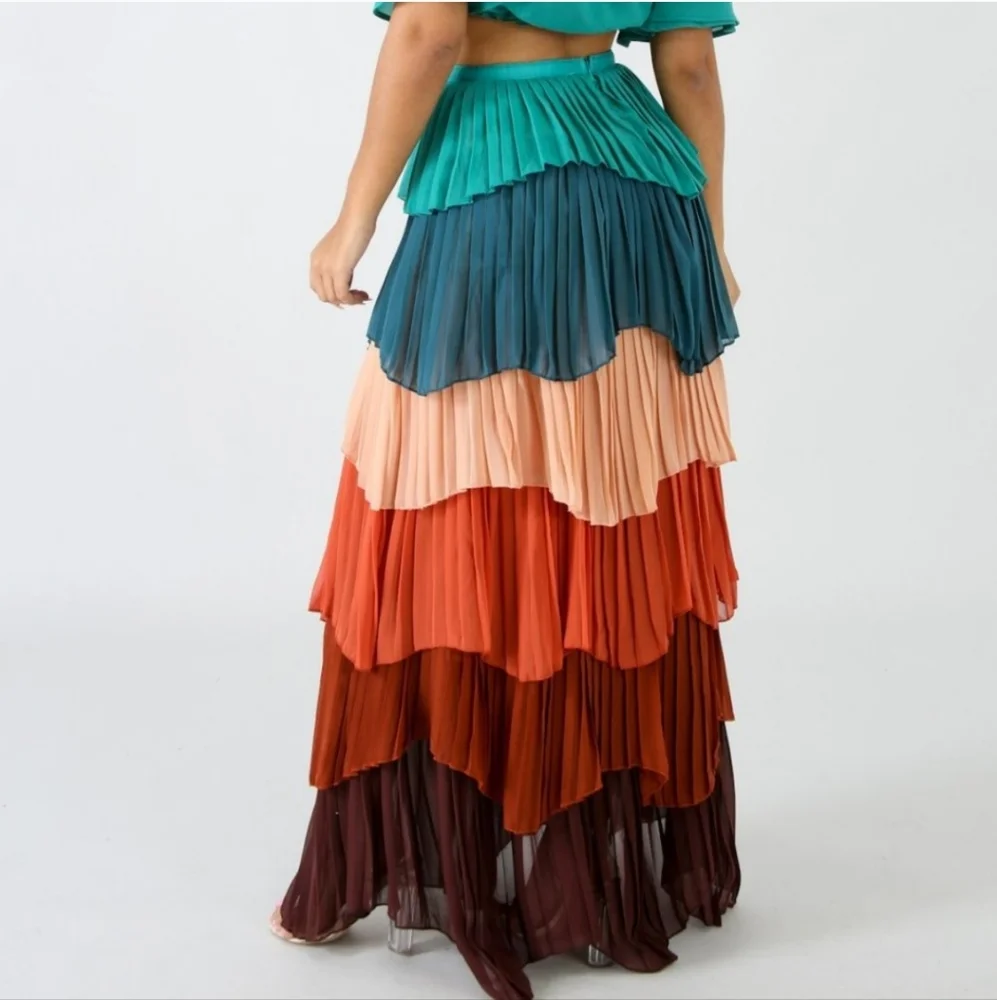 Colorful Multicolored Tiered Skirt - Picture 6 of 8